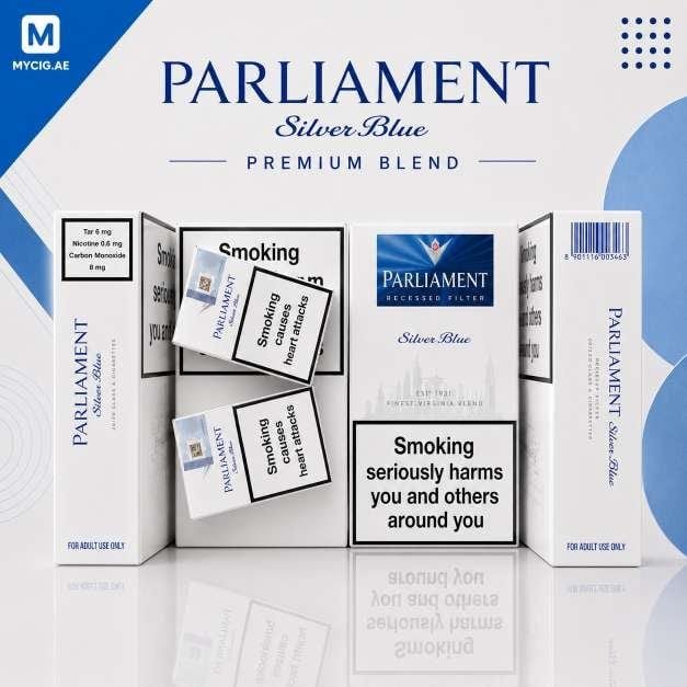 ParliamentsilverblueMycig.ae Parliament Silver Blue Cigarettes Dubai