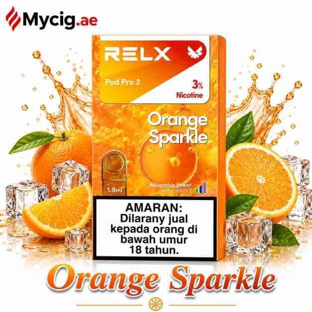 OrangesparkleMycig.ae Relx Orange Sparkle Pod pro 2 in Dubai UAE - Image 1