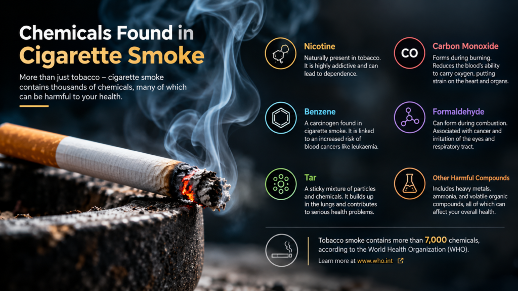 Cigarette smoke containing harmful chemicals