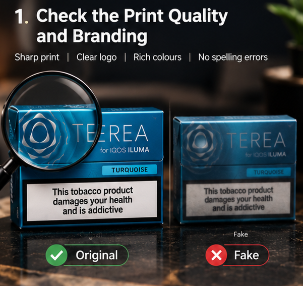 How to check TEREA pack print quality and branding in Dubai